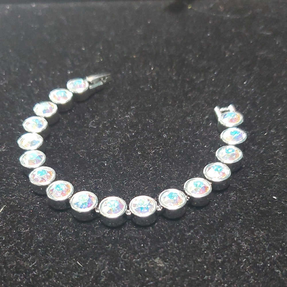 Touchstone Crystal Silver Bracelet with Iridescent Gems